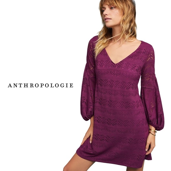 Anthropologie Purple Long Sleeve Dress - Picture 2 of 13